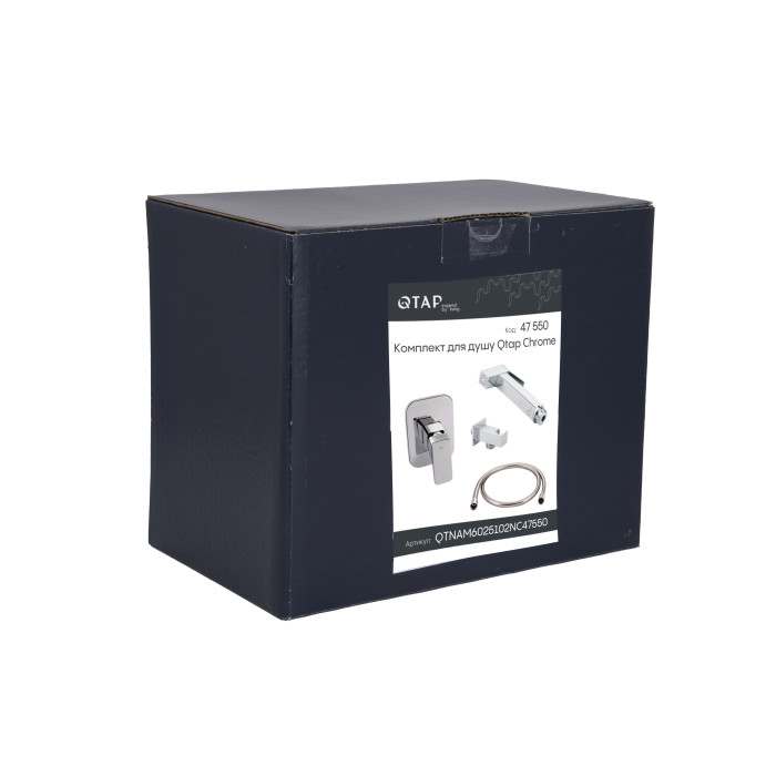 Комплект для душу Qtap Namesti Chrome: Змішувач QTNAM6025102NC + Шланг QTHADPVC120C + Лійка QTCRMB120 + Підключення QTCRMBH130 (QTNAM6025102NC47550)