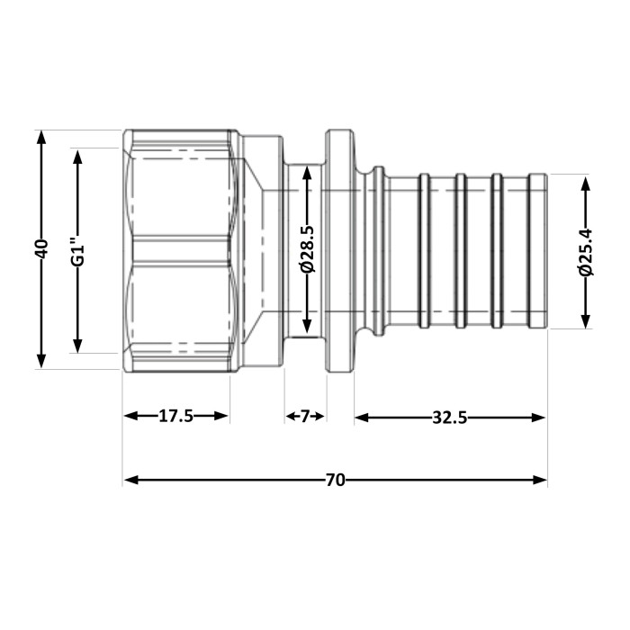 Перехідник під натяжну гільзу Icma №1033 d32х4,4-1"В 851033AFGY0 (851033AFGY05)