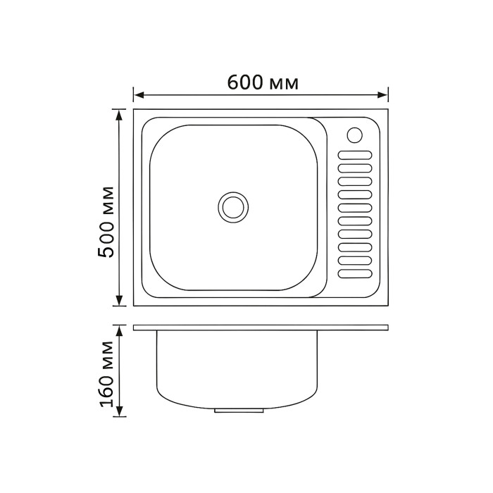 Кухонна мийка Brinex 6050-L 0,6 мм Satin (BRIN6050LSAT06) (BRIN6050LSAT06)