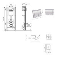 Готове рішення Qtap для ванної кімнати: підвісний унітаз Crow Ultra Quiet 520x360x290 + комплект інсталяції Nest 4 в 1 (кругла клавіша Satin) (QT05335172W48190)