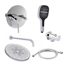 Комплект для душу Qtap Spring Chrome: Змішувач QTSPRCRM0102+QTTRU120CRM45926+Лійка QTHLA107CRM45787+QTCRMBH030+LDNIA09CRM35459+Лійка QTRUC125CRM45956 (QTSPRCRM010248541)