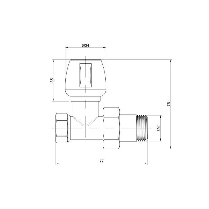 Кран радіаторний Icma 3/4" прямий №813 (82813AE06)