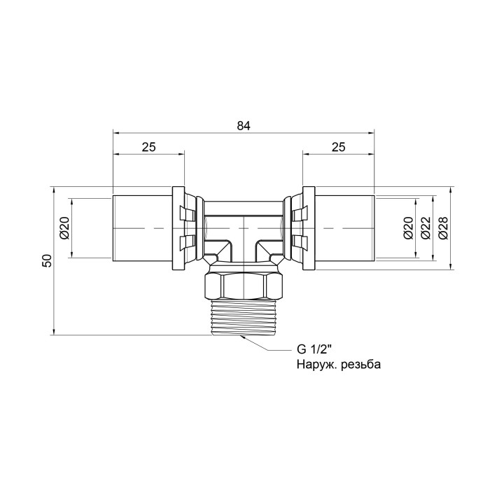 Трійник прес Icma 20х1/2"х20 ЗР №407 (81407ADBQ06)
