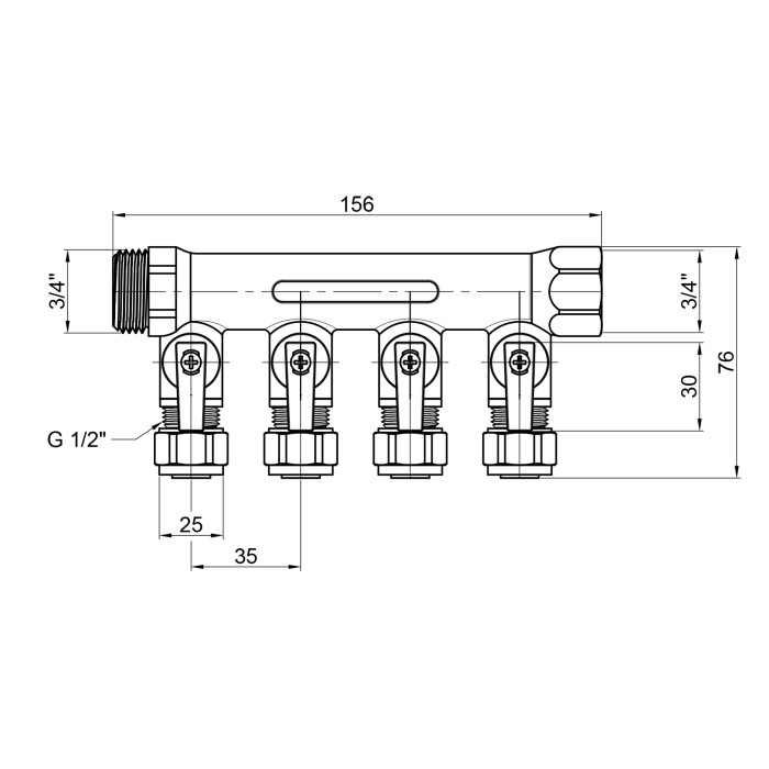 Коллектор SD Plus 3/4" 4 выхода SD231W4 (SD231W4)