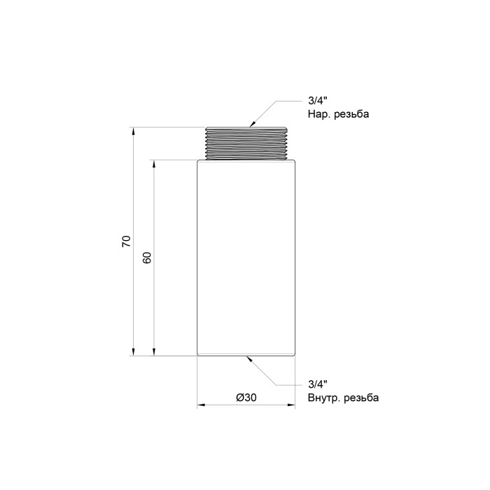 Подовжувач SD Plus 60х3/4" хром SD1302060 (SD1302060)