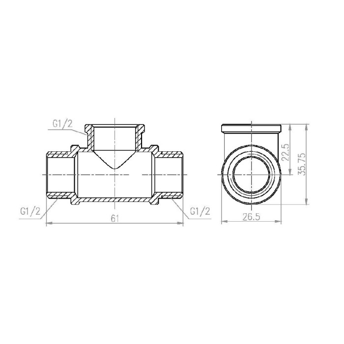 Трійник SD Forte 1/2" ВЗЗ SF36615 (SF36615)