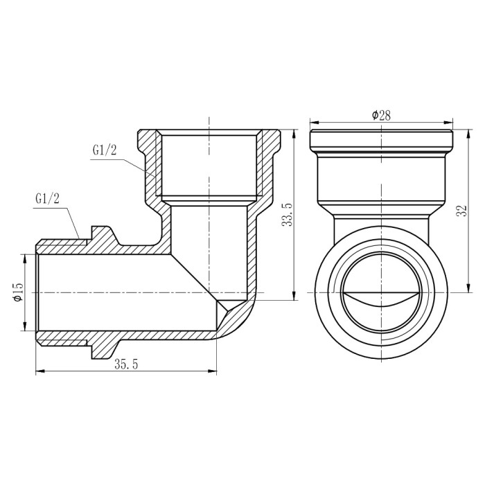 Кут SD Forte 1/2" ВЗ хром SF372H15 (SF372H15)
