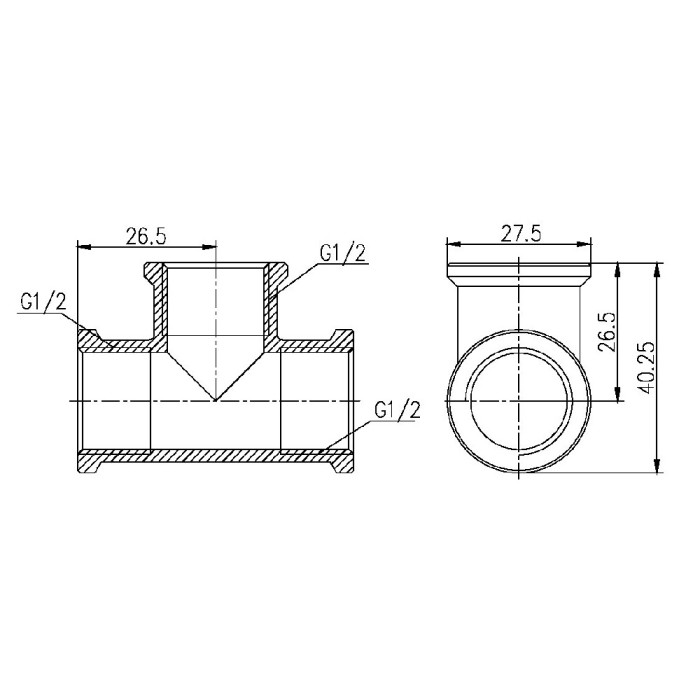Трійник SD Forte 1/2" ВВ хром SF361H15 (SF361H15)