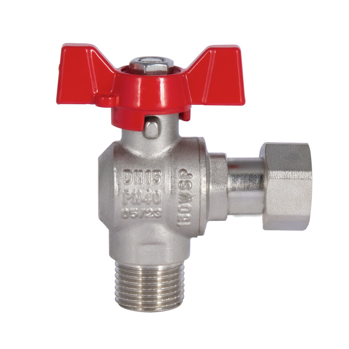 Кран кульовий з накидною гайкою SD Forte1/2" ВЗ для води кутовий SF224W15 (SF224W15)