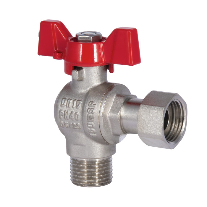 Кран кульовий з накидною гайкою SD Forte1/2" ВЗ для води кутовий SF224W15 (SF224W15)