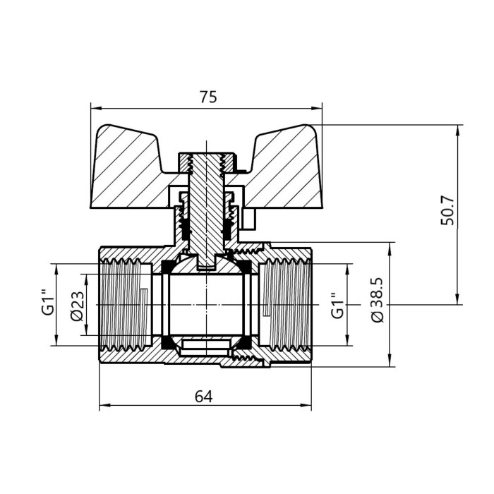 Кран кульовий SD Plus 1" ВР для газу (важіль) SD600NG25PN40 (SD600NG25PN40)