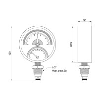 Термоманометр SD Plus 80 мм 1/2", нижнє підмикання SD17210B (SD17210B)
