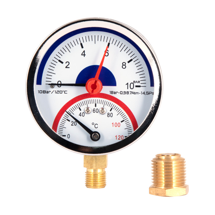 Термоманометр SD Plus 80 мм 1/2", нижнє підмикання SD17210B (SD17210B)
