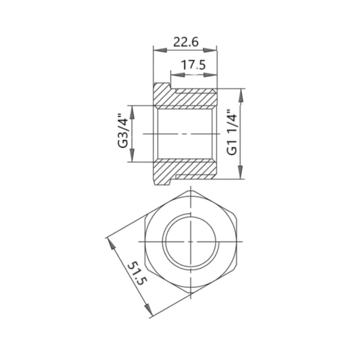 Футорка чавунна радіаторна 1" 1/4х3/4" ВЗ права (КЧ3133220R)