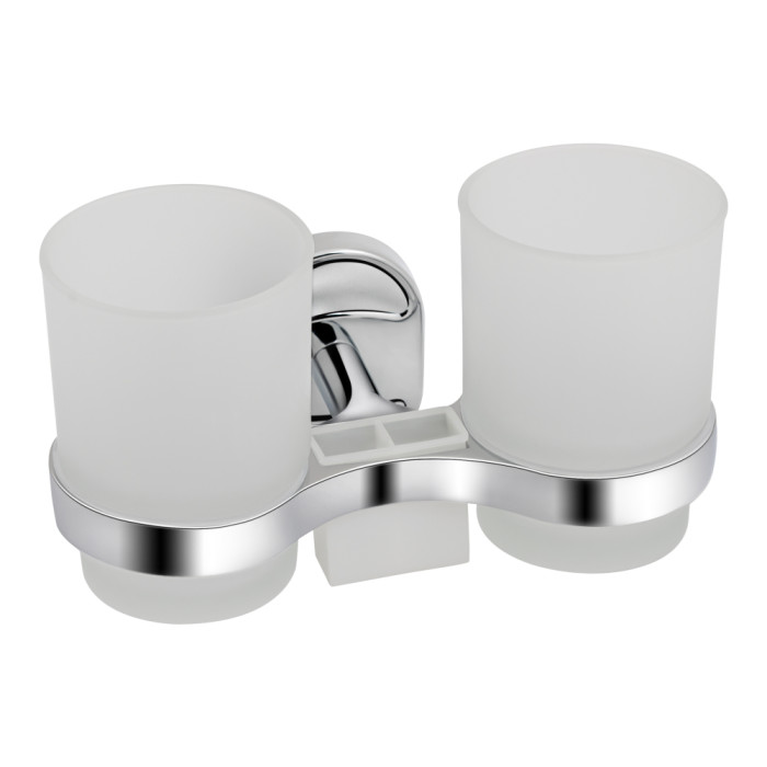 Склянка з тримачем Lidz Oreo 0402 подвійний настінний (матове скло) LDORE0402CRM22164 Chrome (LDORE0402CRM22164)