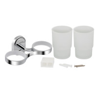 Склянка з тримачем Lidz Oreo 0402 подвійний настінний (матове скло) LDORE0402CRM22164 Chrome (LDORE0402CRM22164)