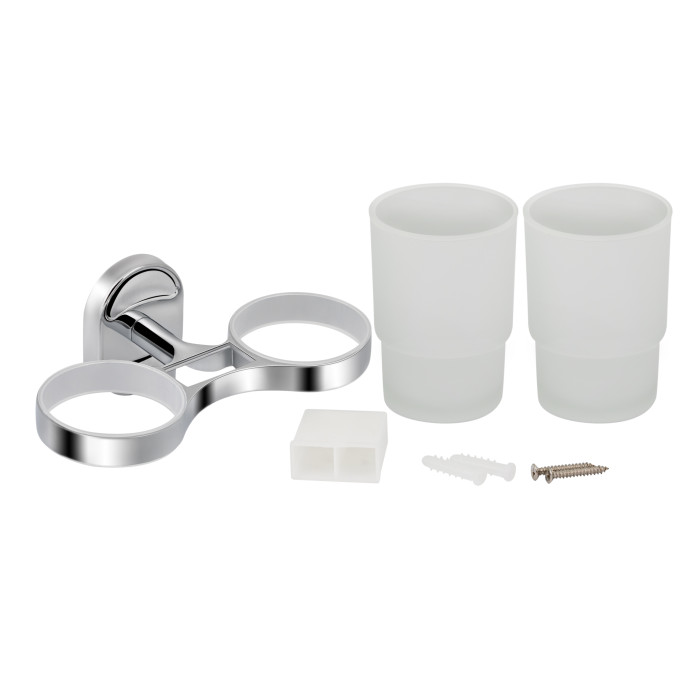 Склянка з тримачем Lidz Oreo 0402 подвійний настінний (матове скло) LDORE0402CRM22164 Chrome (LDORE0402CRM22164)