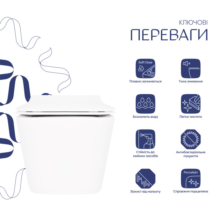 Унітаз підвісний Qtap Crow безобідковий з сідінням Soft-close QT05335170W (QT05335170W)