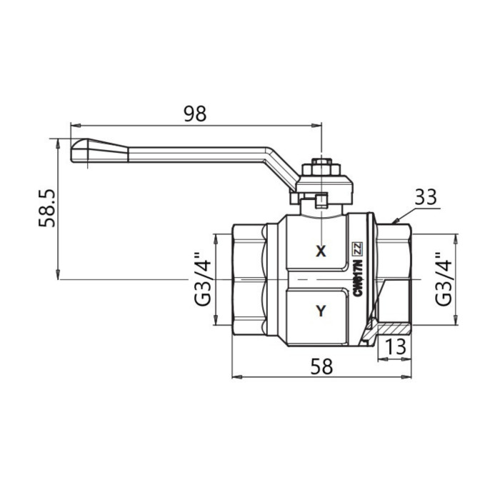 Кран кульовий Icma 3/4" прямий №350 (87350AE11)