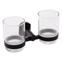 Склянка з тримачем Qtap Liberty настінна подвійна QTLIBBLM1155 Black (QTLIBBLM1155)