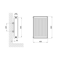 Радіатор сталевий Thermo Alliance 22 тип 600х400 бічне підключення (TA22600400K)