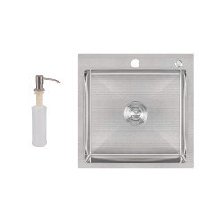 Мийка для кухні інтегрована Lidz Handmade H5050 (LDH5050BRU35375) Brushed Steel 3,0/1,0 мм (LDH5050BRU35375)