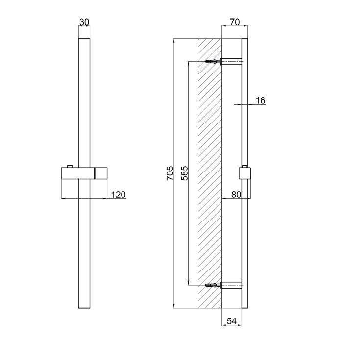Душова стійка з тримачем універсальна Qtap Lepit 705 мм прямокутна QTLEP82103NB Black Matt (QTLEP82103NB)