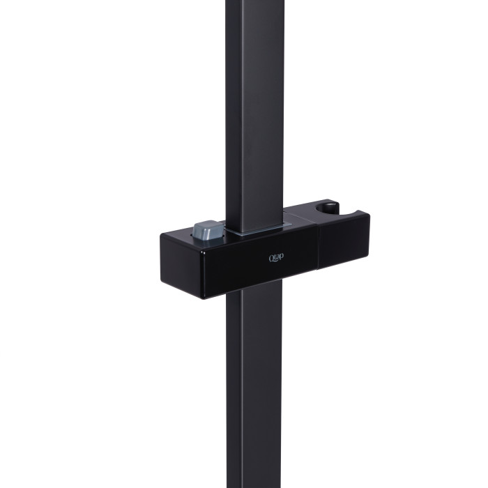 Душова стійка з тримачем універсальна Qtap Lepit 705 мм прямокутна QTLEP82103NB Black Matt (QTLEP82103NB)