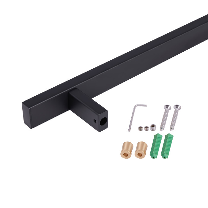 Душова стійка з тримачем універсальна Qtap Lepit 705 мм прямокутна QTLEP82103NB Black Matt (QTLEP82103NB)