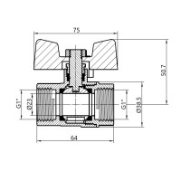 Кран шаровый SD Plus 1" ВР для воды (бабочка) SD602W25 (SD602W25)