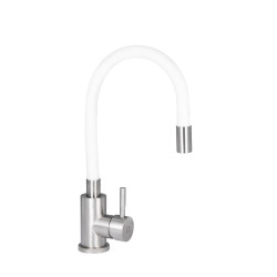 Змішувач для кухні Lidz Aria 015F3 з гнучким виливом (k35) LDARI015F3WHI43362 White / Nickel (LDARI015F3WHI43362)