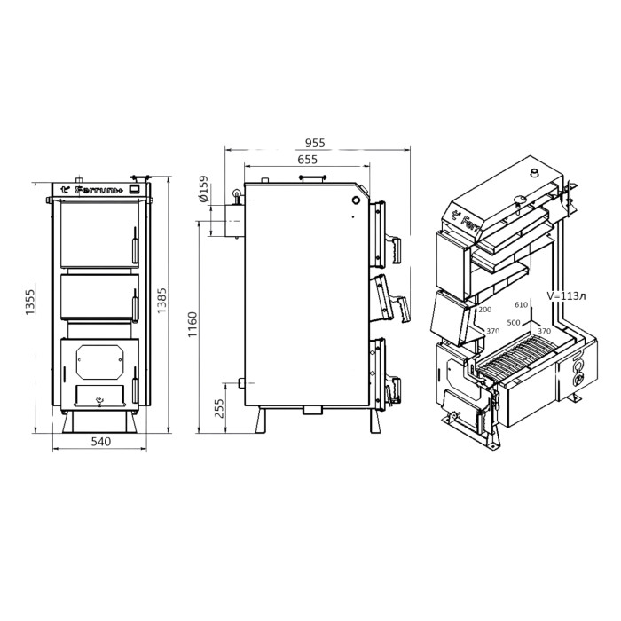 Котел твердопаливний сталевий Thermo Alliance Ferrum Plus V 4.0  FSF+ 30 (FSFPLUS30V40)
