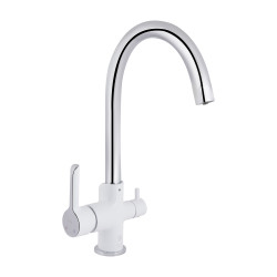 Змішувач для кухні Qtap Grand з підключенням для питної води QTGRA362CRW45668 Chrome/White (QTGRA362CRW45668)