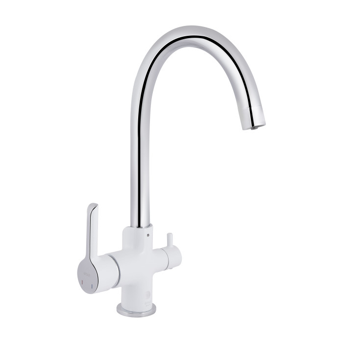Змішувач для кухні Qtap Grand з підключенням для питної води QTGRA362CRW45668 Chrome/White (QTGRA362CRW45668)