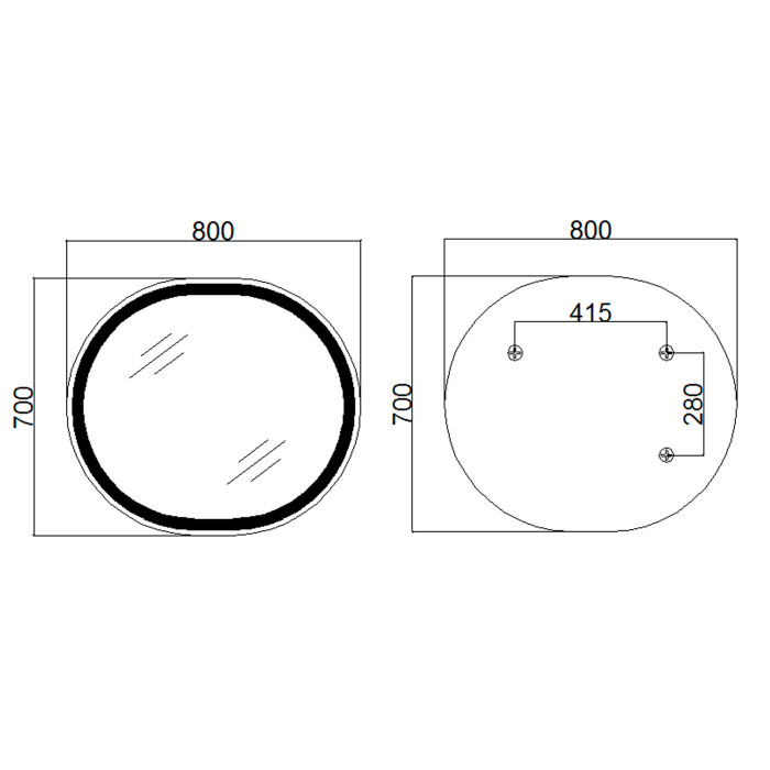 Дзеркало Qtap Gemini 800х700 з LED-підсвічуванням Touch, з антизапотіванням, з димером, рег. темп. кольору (3000-6500K) Reverse QT2578R8071W (QT2578R8071W)