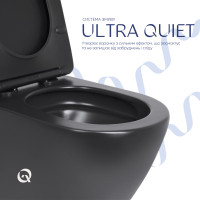 Унітаз підвісний Qtap Robin New Ultra Quiet безобідковий з сидінням Soft-close MATT BLACK QT13332381АSMB (QT13332381АSMB)