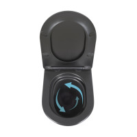 Унітаз підвісний Qtap Robin New Ultra Quiet безобідковий з сидінням Soft-close MATT BLACK QT13332381АSMB (QT13332381АSMB)