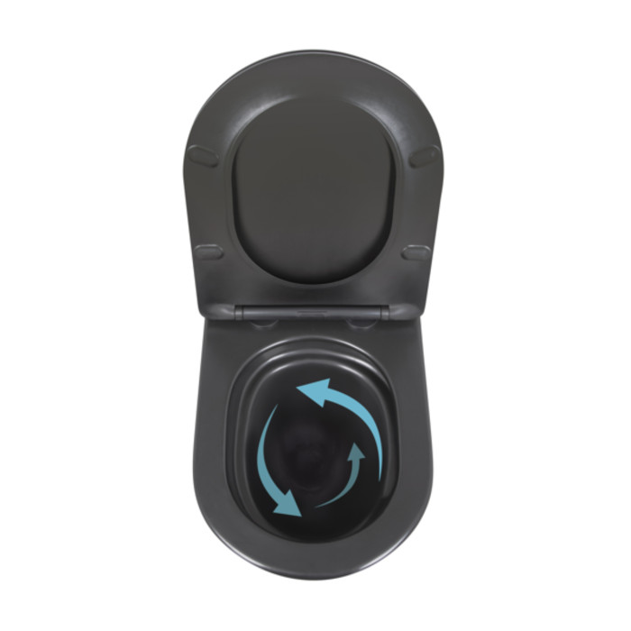 Унітаз підвісний Qtap Robin New Ultra Quiet безобідковий з сидінням Soft-close MATT BLACK QT13332381АSMB (QT13332381АSMB)