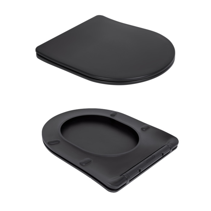 Унітаз підвісний Qtap Robin New Ultra Quiet безобідковий з сидінням Soft-close MATT BLACK QT13332381АSMB (QT13332381АSMB)