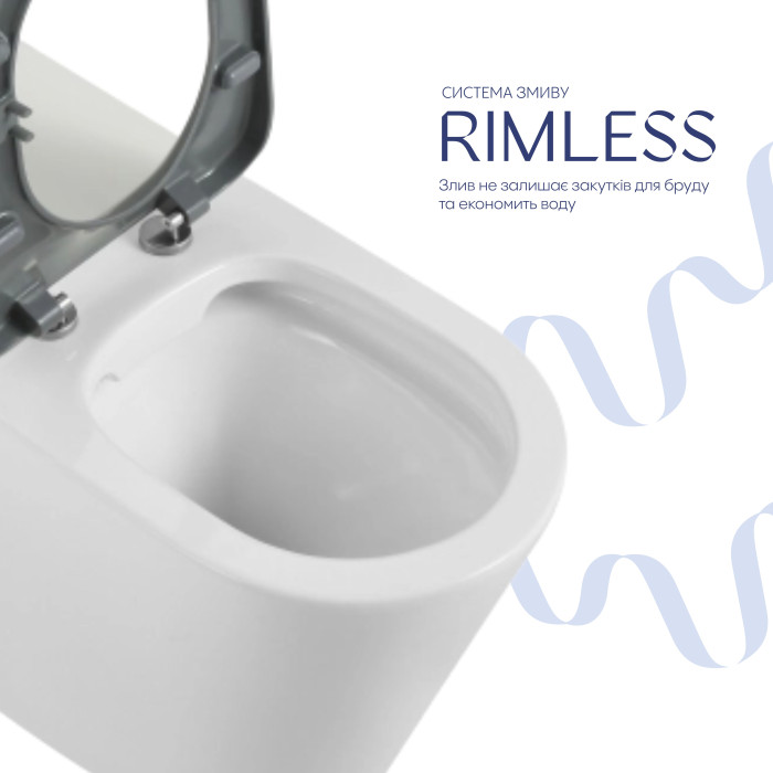 Унітаз підлоговий Qtap Freedom інклюзивний безбачковий Rimless безобідковий з сидінням Soft-close WHITE QT22223368W (QT22223368W)