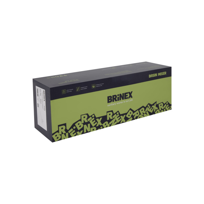 Змішувач для ванни Brinex Pure 005 з довгим поворотним виливом (з душовим гарнітуром) Nickel BRIPUR005NKL (BRIPUR005NKL)