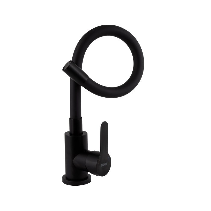 Змішувач для кухні Brinex Pure 015F3 з гнучким виливом   Black Matt BRIPUR015F3BLM (BRIPUR015F3BLM)