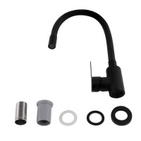 Змішувач для кухні Brinex Pure 015F3 з гнучким виливом   Black Matt BRIPUR015F3BLM (BRIPUR015F3BLM)