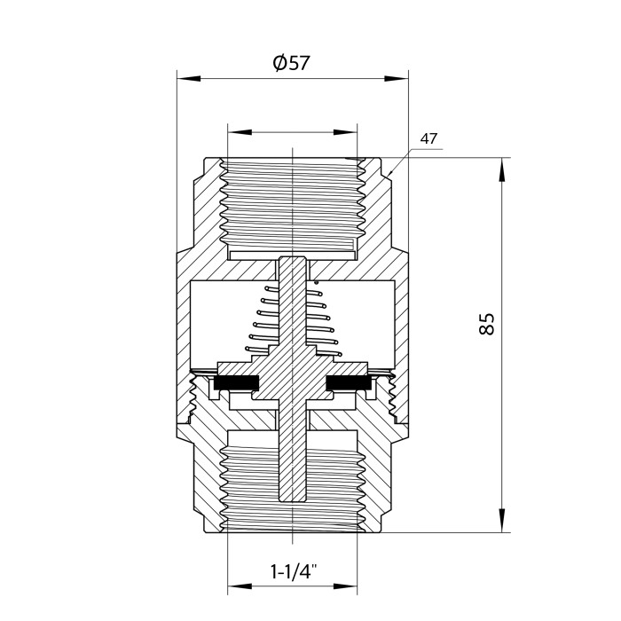 Зворотний клапан Thermo Alliance Forte 1 1/4"ВВ нікель із латунним штоком TAF240W32 (TAF240W32)