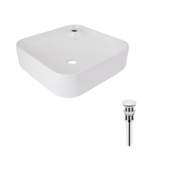 Комплект Qtap Stork: Раковина накладна квадратна 430x430x125 мм White + Донний клапан PU02 (QT15112194WN47318)