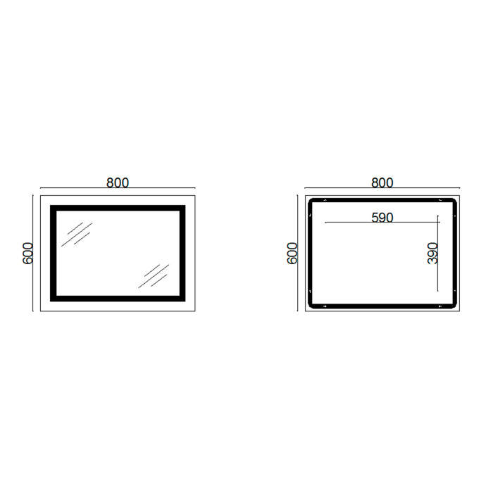 Дзеркало Lidz Kubis 800х600 з LED-підсвічуванням Touch, з антизапотіванням, з димером, рег. яскравості LD78LF9047400 (LD78LF9047400)
