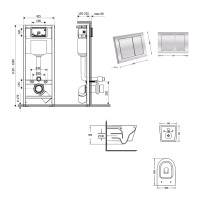 Готове рішення Qtap для ванної кімнати: підвісний унітаз Jay Ultra Quiet 520x360x320 + комплект інсталяції Nest 4 в 1 (квадратна клавіша Chrome) (QT07335175W48186)