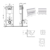 Готове рішення Qtap для ванної кімнати: підвісний унітаз Crow Ultra Quiet 520x360x290 + комплект інсталяції Nest 4 в 1 (лінійна клавіша Chrome) (QT05335172W48199)