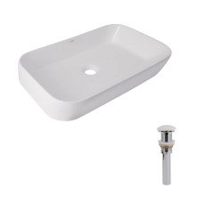 Комплект Qtap Scorpio: Раковина накладна 550x390x120 мм, White, прямокутна + Донний клапан Pop-up PU02 (QT14112243WN48463)
