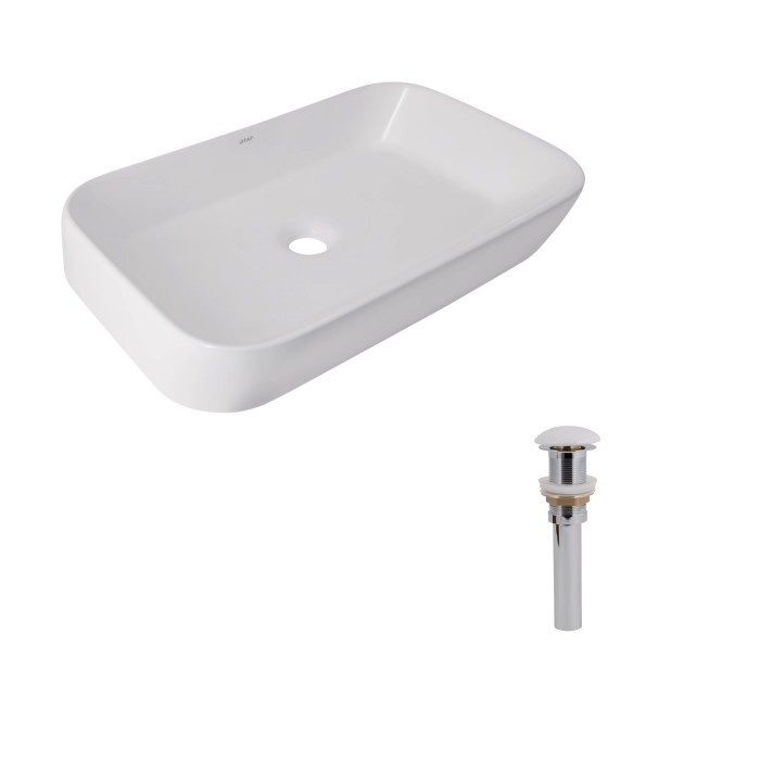 Комплект Qtap Scorpio: Раковина накладна 550x390x120 мм, White, прямокутна + Донний клапан Pop-up PU02 (QT14112243WN48463)